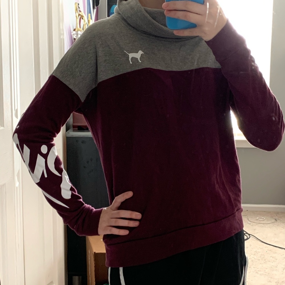 PINK Maroon and Grey Sweatshirt